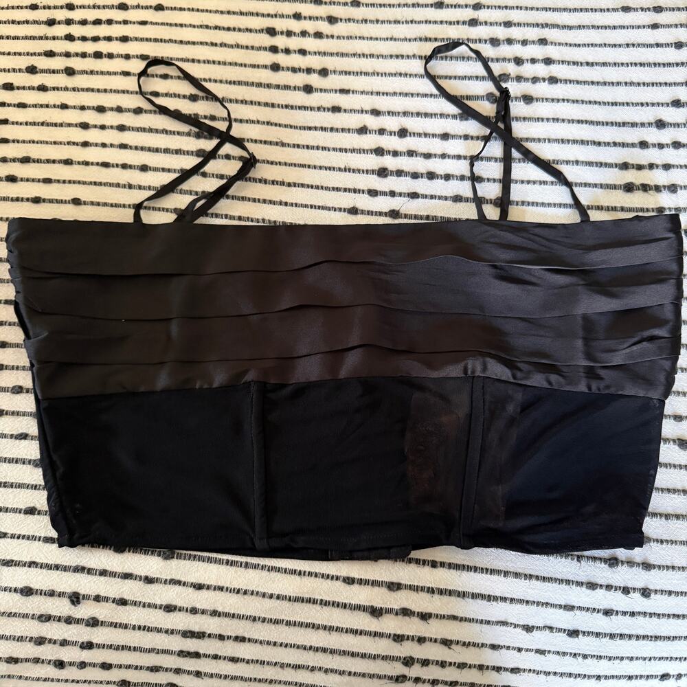 NAKED WARDROBE | Black Sheer Corset Satin Corset Bustier Top Large BNWT